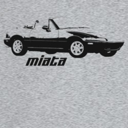 1994 Miata Three Quarter Angle View With Model Name Light Color T Shir