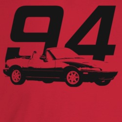 1994 Miata Three Quarter Angle View With Year Light Color T Shirt