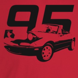 1995 Miata Three Quarter Angle View With Year Light Color T Shirt
