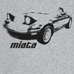 1996 Miata Three Quarter Angle View With Model Name Light Color T Shir