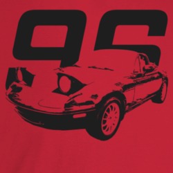 1996 Miata Three Quarter Angle View With Year Light Color T Shirt