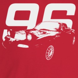 1996 Miata Three Quarter Angle View With Year Dark Color T Shirt