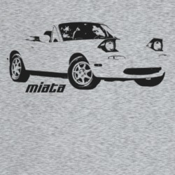 1997 Miata Three Quarter Angle View With Model Name Light Color T Shir