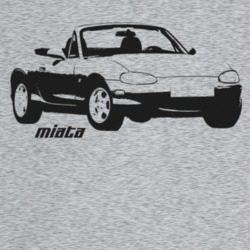 1998 Miata Three Quarter Angle View With Model Name Light Color T Shir