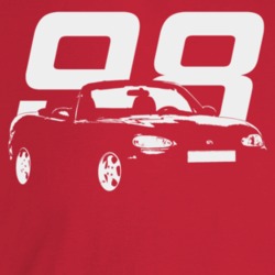 1998 Miata Three Quarter Angle View With Year Dark Color T Shirt