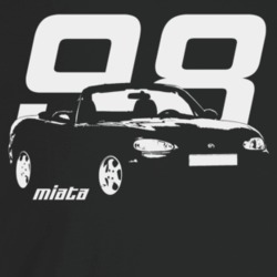 1998 Miata Three Quarter Angle View With Year And Model Name Dark Colo