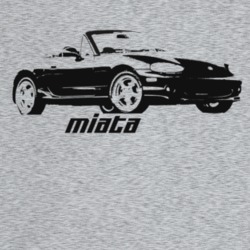 1999 Miata Three Quarter Angle View With Model Name Light Color T Shir