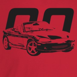 2000 Miata Three Quarter Angle View With Year Light Color T Shirt