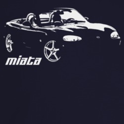 2000 Miata Three Quarter Angle View With Model Name Dark Color T Shirt