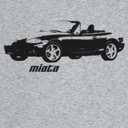 2001 Miata Three Quarter Angle View With Model Name Light Color T Shir