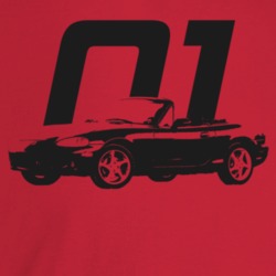 2001 Miata Three Quarter Angle View With Year Light Color T Shirt