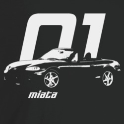 2001 Miata Three Quarter Angle View With Year And Model Name Dark Colo