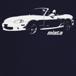 2002 Miata Three Quarter Angle View With Model Name Dark Color T Shirt