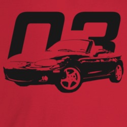 2003 Miata Three Quarter Angle View With Year Light Color T Shirt