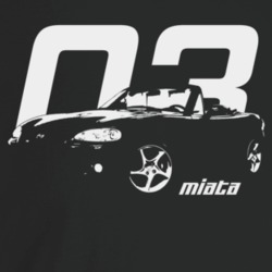 2003 Miata Three Quarter Angle View With Year And Model Name Dark Colo