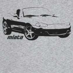 2004 Miata Three Quarter Angle View With Model Name Light Color T Shir