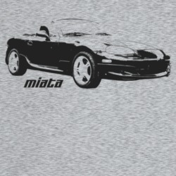 2005 Miata Three Quarter Angle View With Model Name Light Color T Shir