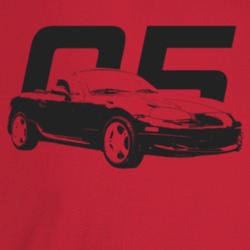 2005 Miata Three Quarter Angle View With Year Light Color T Shirt