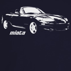 2005 Miata Three Quarter Angle View With Model Name Dark Color T Shirt