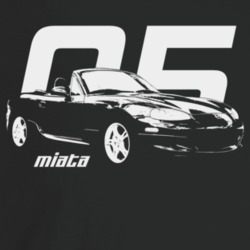 2005 Miata Three Quarter Angle View With Year And Model Name Dark Colo