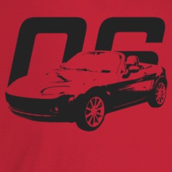 2006 Miata Three Quarter Angle View With Year Light Color T Shirt