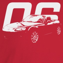 2006 Miata Three Quarter Angle View With Year Dark Color T Shirt