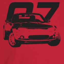 2007 Miata Three Quarter Angle View With Year Light Color T Shirt