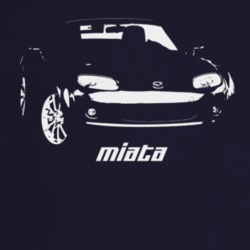 2007 Miata Three Quarter Angle View With Model Name Dark Color T Shirt