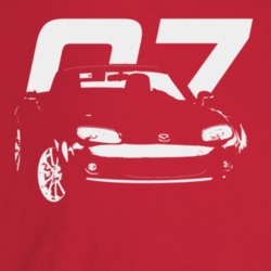 2007 Miata Three Quarter Angle View With Year Dark Color T Shirt