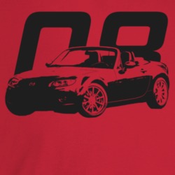 2008 Miata Three Quarter Angle View With Year Light Color T Shirt