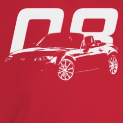 2008 Miata Three Quarter Angle View With Year Dark Color T Shirt