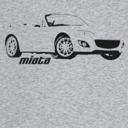 2010 Miata Three Quarter Angle View With Model Name Light Color T Shir