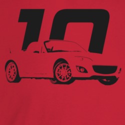 2010 Miata Three Quarter Angle View With Year Light Color T Shirt
