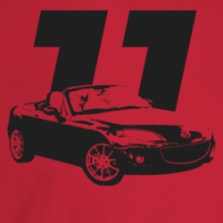 2011 Miata Three Quarter Angle View With Year Light Color T Shirt