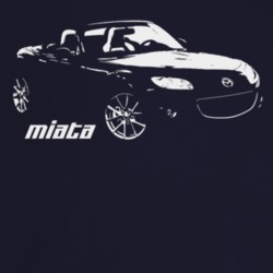 2011 Miata Three Quarter Angle View With Model Name Dark Color T Shirt