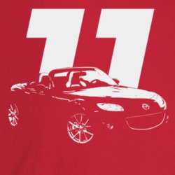 2011 Miata Three Quarter Angle View With Year Dark Color T Shirt