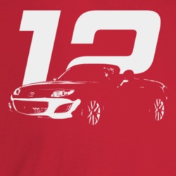 2012 Miata Three Quarter Angle View With Year Dark Color T Shirt