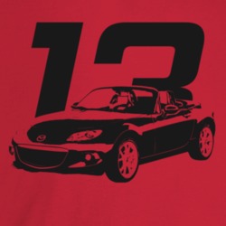 2013 Miata Three Quarter Angle View With Year Light Color T Shirt