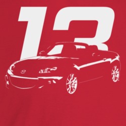 2013 Miata Three Quarter Angle View With Year Dark Color T Shirt