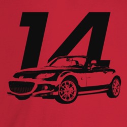 2014 Miata Three Quarter Angle View With Year Light Color T Shirt