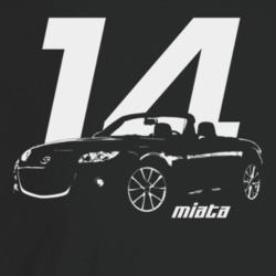 2014 Miata Three Quarter Angle View With Year And Model Name Dark Colo