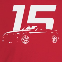 2015 Miata Three Quarter Angle View With Year Dark Color T Shirt