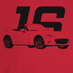 2016 Miata Three Quarter Angle View With Year Light Color T Shirt