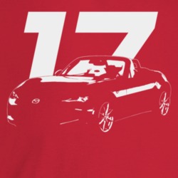 2017 Miata Three Quarter Angle View With Year Dark Color T Shirt