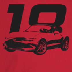 2018 Miata Three Quarter Angle View With Year Light Color T Shirt