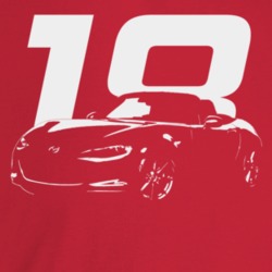 2018 Miata Three Quarter Angle View With Year Dark Color T Shirt
