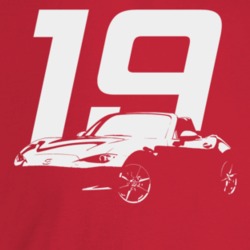 2019 Miata Three Quarter Angle View With Year Dark Color T Shirt