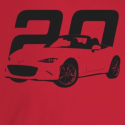 2020 Miata Three Quarter Angle View With Year Light Color T Shirt