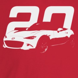 2020 Miata Three Quarter Angle View With Year Dark Color T Shirt
