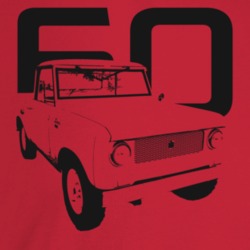 1960 Scout Three Quarter Angle View With Year Light Color T Shirt